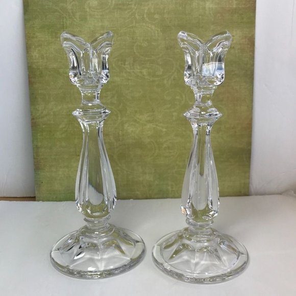 Set of 2 Gorham Crystal Tulip Candlestick Holders  8.5" in. - Picture 2 of 2